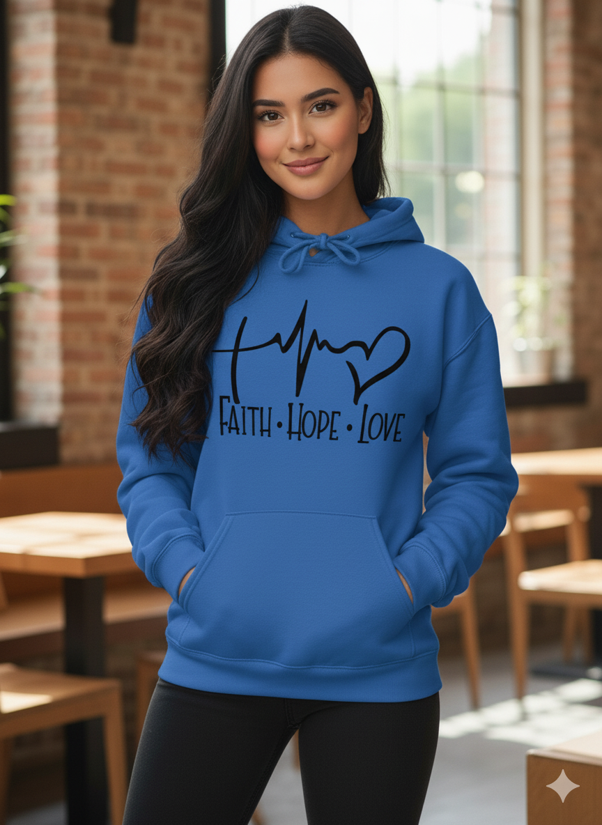 Faith Hope Love Letter Graphic Women Hoodie
